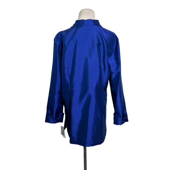 Charter Club lapis blue 3/4 sleeves button collard blouse size large - Picture 2 of 14